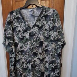 Plus size women jurassic park scrub top 3x